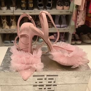 Girly Pink Gianni Bini Ankle wrap pumps size 6.5